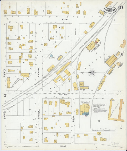 Sanborn Fire Insurance Map from Owatonna, Steele County, Minnesota (1900), Sheet #0010 - Historic Sanborn Fire Insurance Map Print, vintage old map wall art, antique decor, genealogy gift, Minnesota Minnesota map