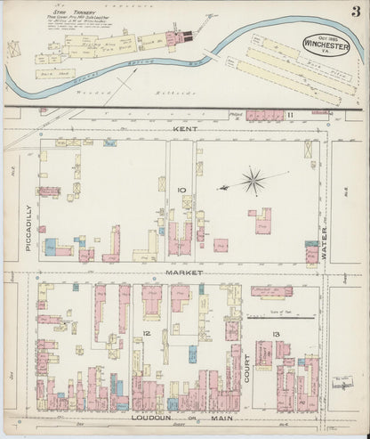 Sanborn Fire Insurance Map from Winchester, Independent Cities, Virginia (1885), Sheet #0003 - Complete Map Set gallery image, historic Sanborn map, vintage wall art, Virginia Virginia