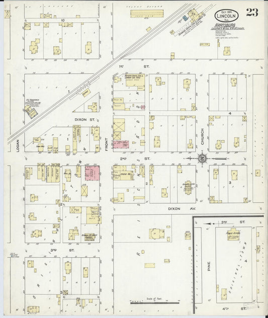 Sanborn Fire Insurance Map from Lincoln, Logan County, Illinois (1914), Sheet #0023 - Historic Sanborn Fire Insurance Map Print, vintage old map wall art, antique decor, genealogy gift, Illinois Illinois map