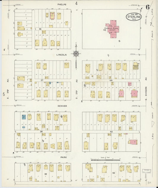 Sanborn Fire Insurance Map from Sterling, Logan County, Colorado (1913), Sheet #0006 - Historic Sanborn Fire Insurance Map Print, vintage old map wall art, antique decor, genealogy gift, Colorado Colorado map