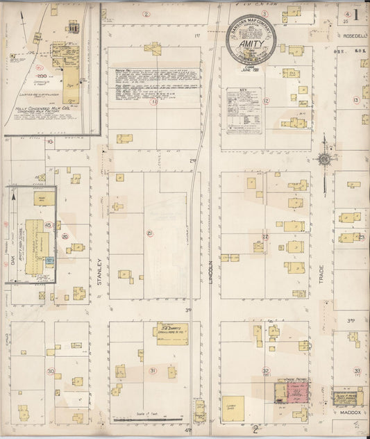 Sanborn Fire Insurance Map from Amity, Yamhill County, Oregon (1931), Sheet #0001 - Historic Sanborn Fire Insurance Map Print, vintage old map wall art, antique decor, genealogy gift, Oregon Oregon map