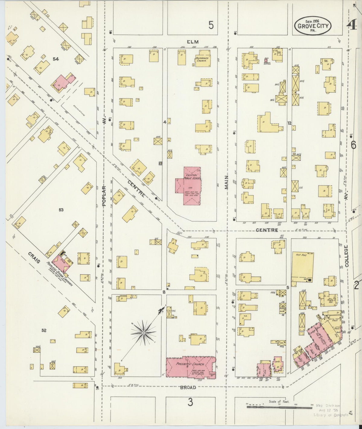 Sanborn Fire Insurance Map from Grove City, Mercer County, Pennsylvania (1906), Sheet #0004 - Complete Map Set gallery image, historic Sanborn map, vintage wall art, Pennsylvania Pennsylvania