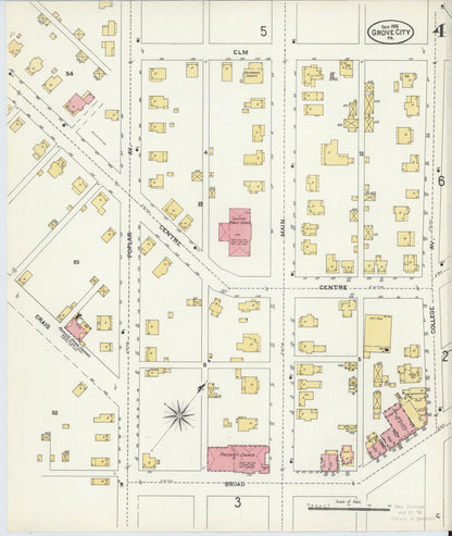 Sanborn Fire Insurance Map from Grove City, Mercer County, Pennsylvania (1906), Sheet #0004 - Complete Map Set gallery image, historic Sanborn map, vintage wall art, Pennsylvania Pennsylvania