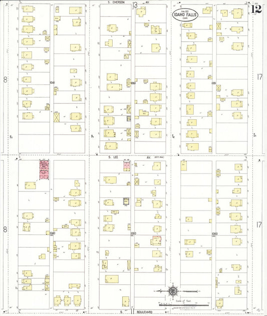 Sanborn Fire Insurance Map from Idaho Falls, Bonneville County, Idaho (1921), Sheet #0012 - Historic Sanborn Fire Insurance Map Print, vintage old map wall art, antique decor, genealogy gift, Idaho Idaho map