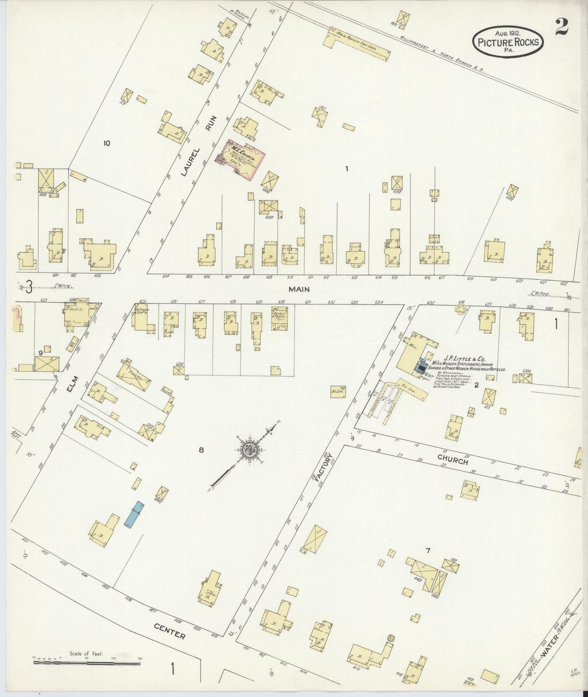 Sanborn Fire Insurance Map from Picture Rocks, Lycoming County, Pennsylvania (1912), Sheet #0002 - Historic Sanborn Fire Insurance Map Print, vintage old map wall art, antique decor, genealogy gift, Pennsylvania Pennsylvania map