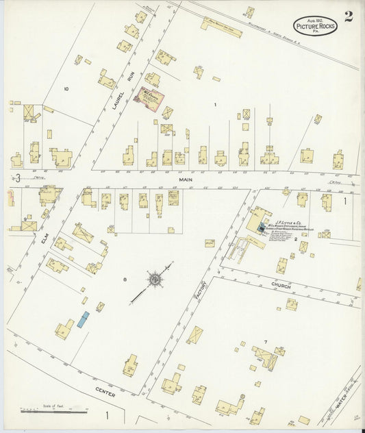 Sanborn Fire Insurance Map from Picture Rocks, Lycoming County, Pennsylvania (1912), Sheet #0002 - Historic Sanborn Fire Insurance Map Print, vintage old map wall art, antique decor, genealogy gift, Pennsylvania Pennsylvania map