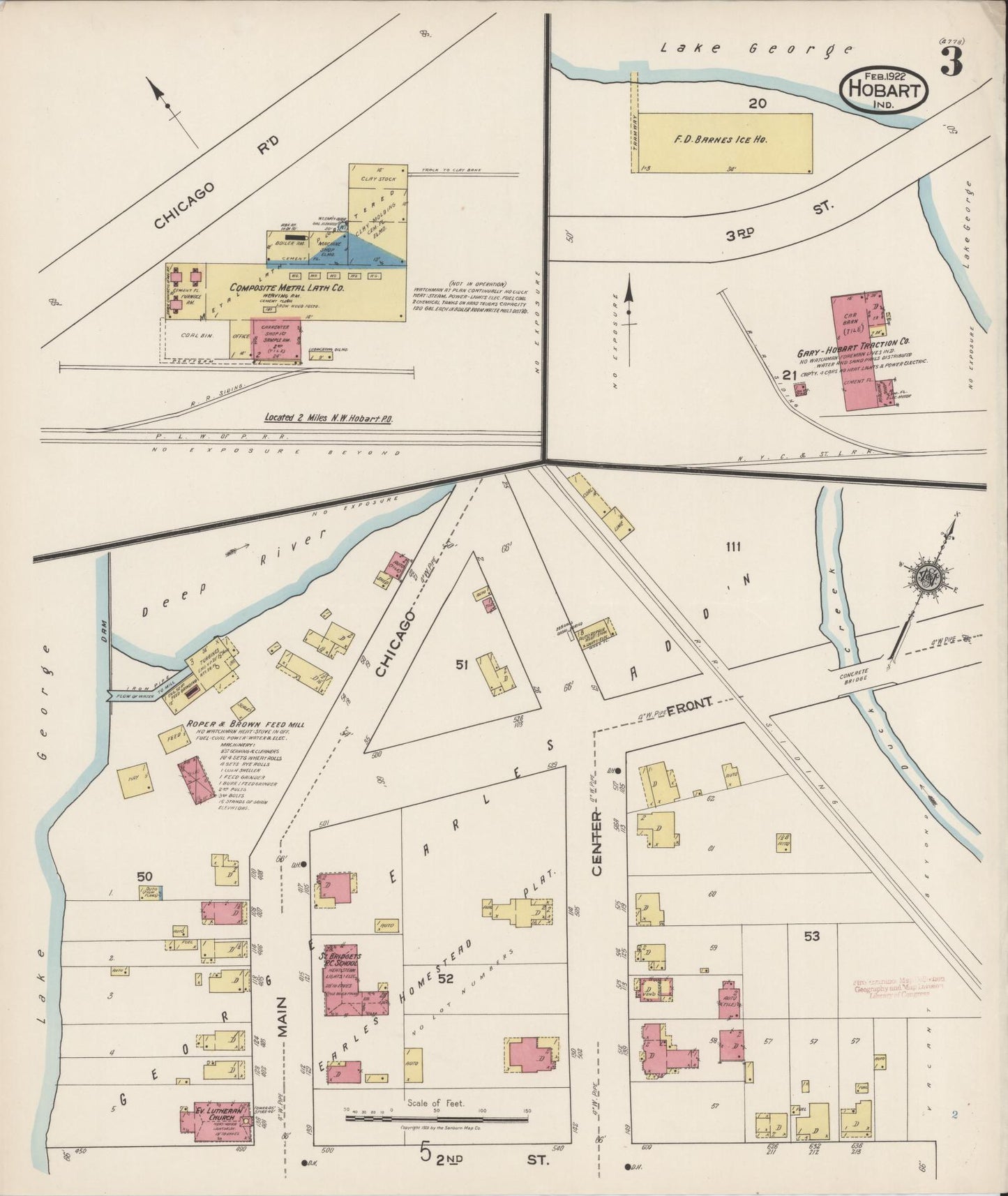 Sanborn Fire Insurance Map from Hobart, Lake County, Indiana (1922), Sheet #0003 - Complete Map Set gallery image, historic Sanborn map, vintage wall art, Indiana Indiana