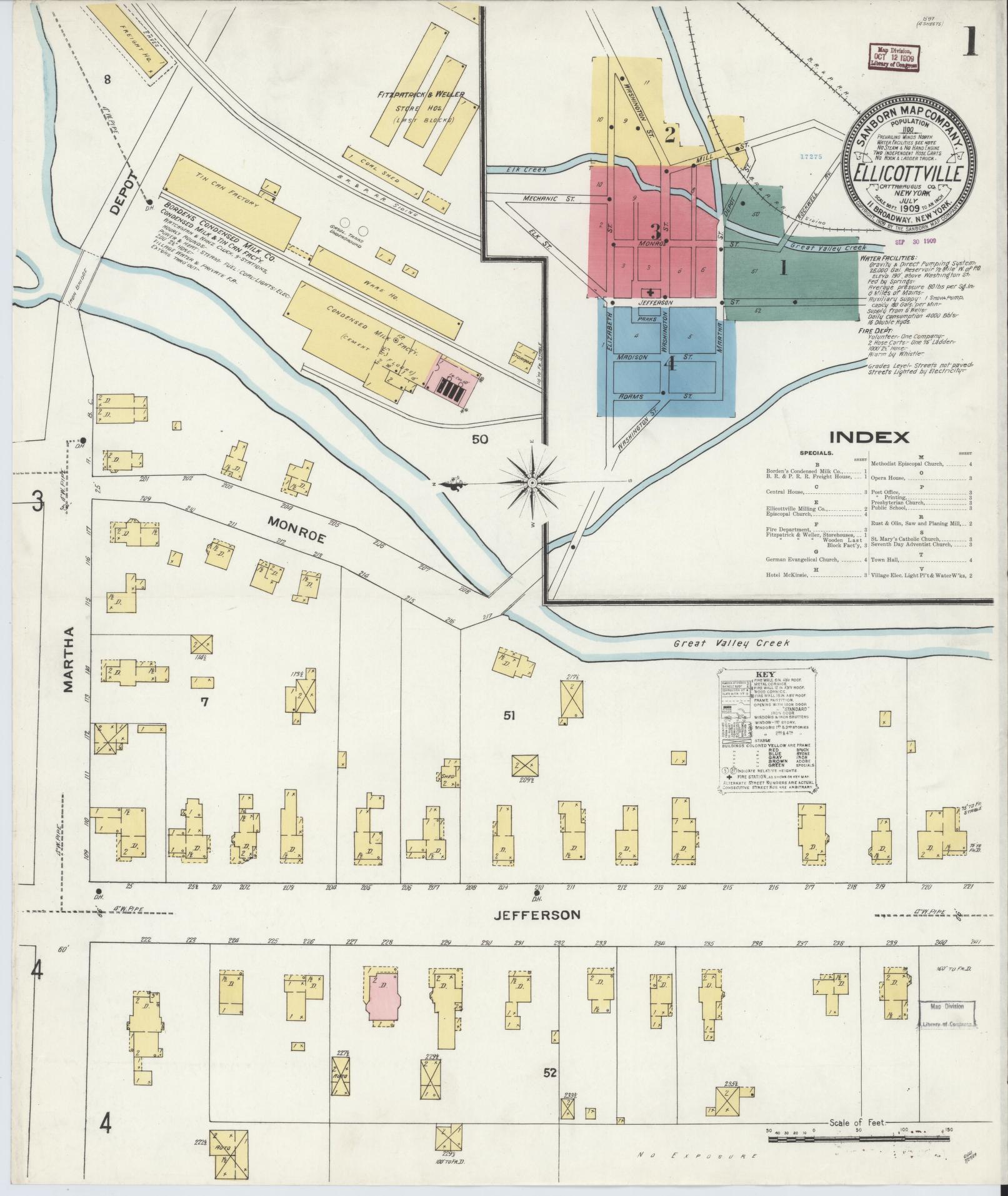 Sanborn Fire Insurance Map from Ellicottville, Cattaraugus County, New York. (1909) – Historic Sanborn Fire Insurance Map Print