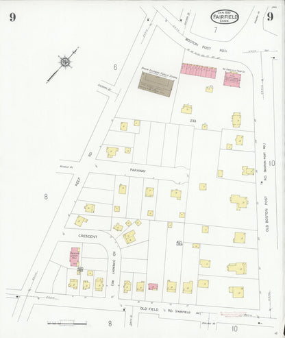 Sanborn Fire Insurance Map from Fairfield, Fairfield County, Connecticut (1930), Sheet #0009 - Complete Map Set gallery image, historic Sanborn map, vintage wall art, Connecticut Connecticut