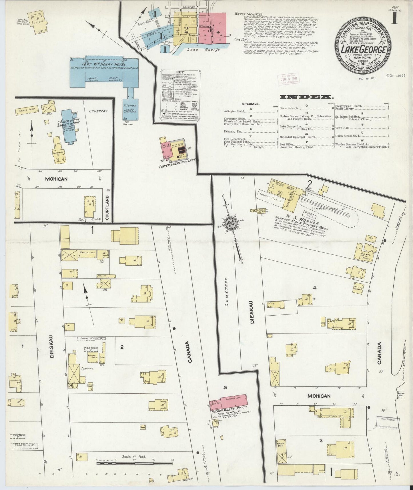 Sanborn Fire Insurance Map from Lake George, Warren County, New York. (1911) – Historic Sanborn Fire Insurance Map Print