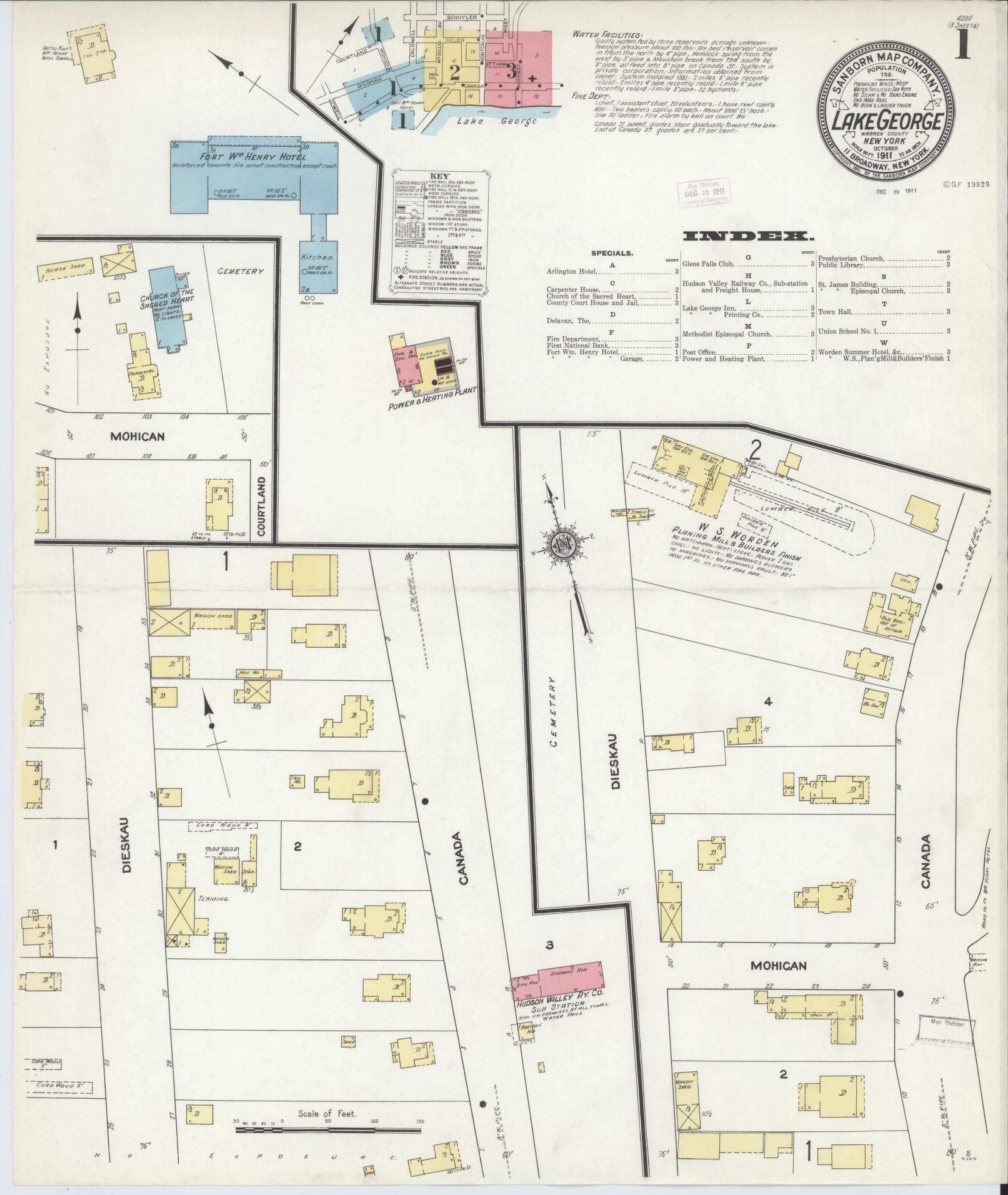 Sanborn Fire Insurance Map from Lake George, Warren County, New York. (1911) – Historic Sanborn Fire Insurance Map Print