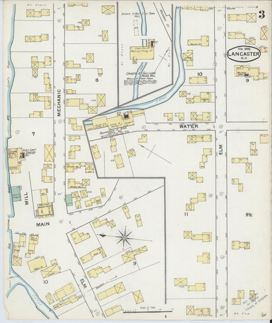 Sanborn Fire Insurance Map from Lancaster, Coos County, New Hampshire (1892), Sheet #0003 - Historic Sanborn Fire Insurance Map Print, vintage old map wall art, antique decor, genealogy gift, New Hampshire New Hampshire map