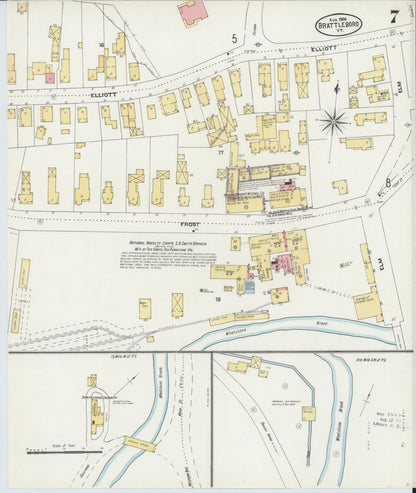 Sanborn Fire Insurance Map from Brattleboro, Windham County, Vermont (1906), Sheet #0007 - Complete Map Set gallery image, historic Sanborn map, vintage wall art, Vermont Vermont