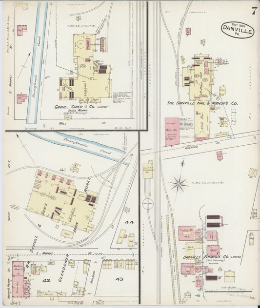 Sanborn Fire Insurance Map from Danville, Montour County, Pennsylvania (1885), Sheet #0007 - Historic Sanborn Fire Insurance Map Print, vintage old map wall art, antique decor, genealogy gift, Pennsylvania Pennsylvania map