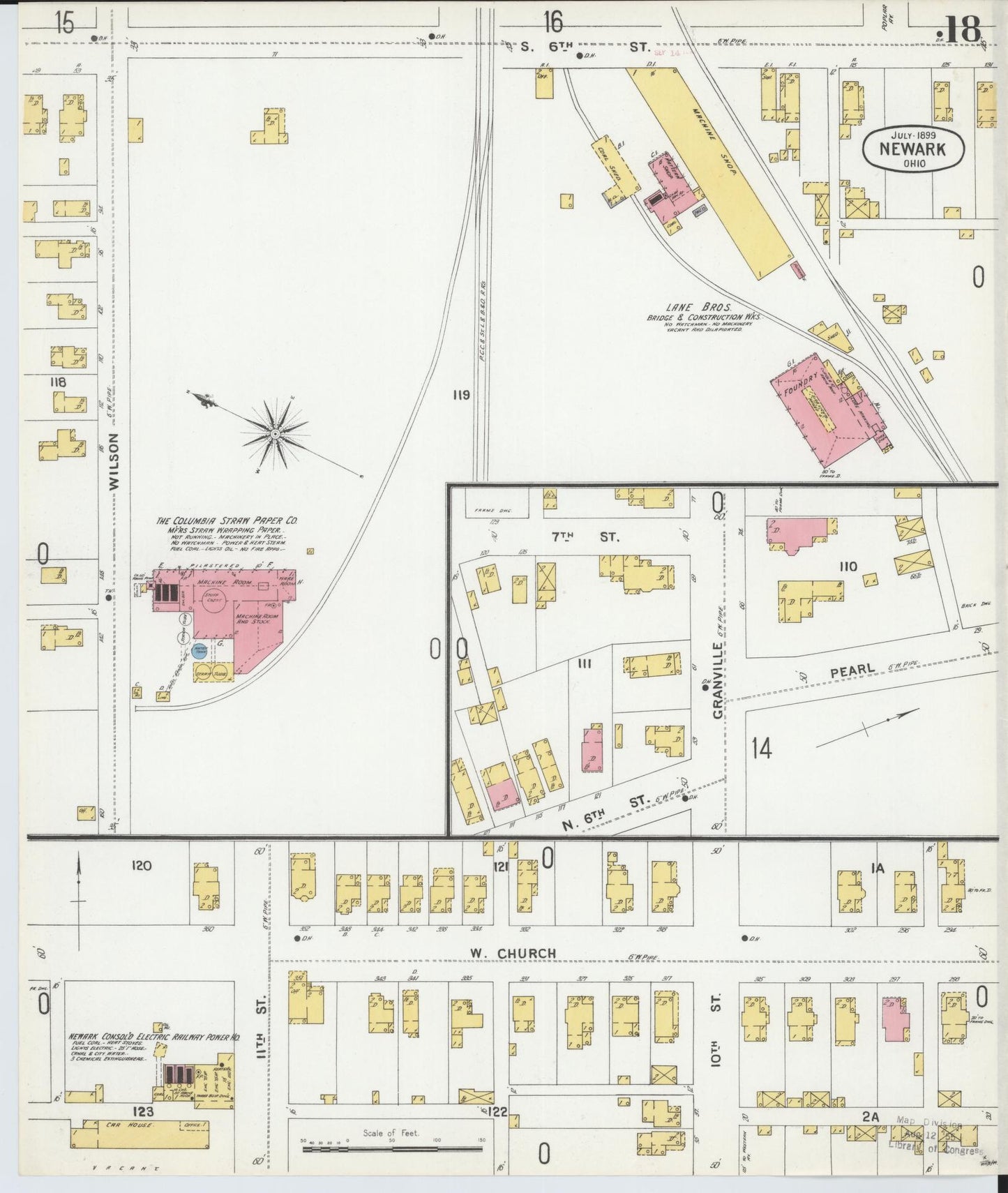 Sanborn Fire Insurance Map from Newark, Licking County, Ohio (1899), Sheet #0018 - Complete Map Set gallery image, historic Sanborn map, vintage wall art, Ohio Ohio