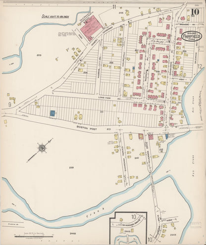 Sanborn Fire Insurance Map from Fairfield, Fairfield County, Connecticut (1922), Sheet #0010 - Complete Map Set gallery image, historic Sanborn map, vintage wall art, Connecticut Connecticut