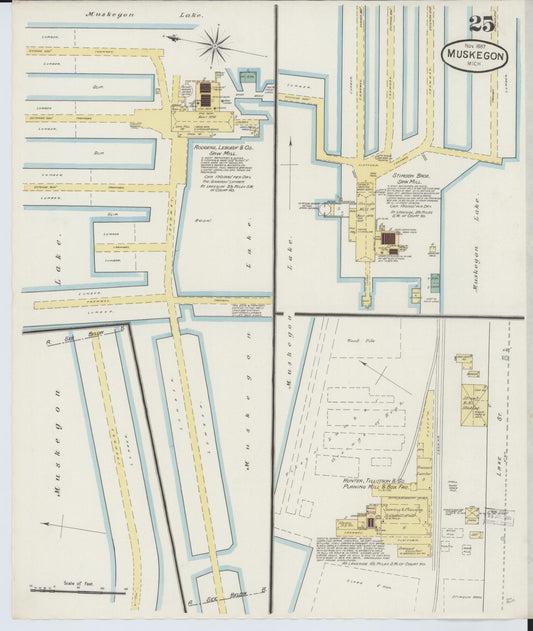 Sanborn Fire Insurance Map from Muskegon, Muskegon County, Michigan (1887), Sheet #0025 - Historic Sanborn Fire Insurance Map Print, vintage old map wall art, antique decor, genealogy gift, Michigan Michigan map