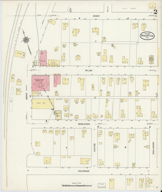Sanborn Fire Insurance Map from Wharton, Wharton County, Texas (1912), Sheet #0003 - Historic Sanborn Fire Insurance Map Print, vintage old map wall art, antique decor, genealogy gift, Texas Texas map