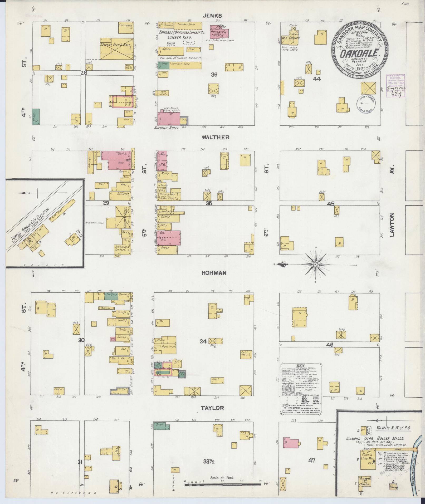 Sanborn Fire Insurance Map from Oakdale, Antelope County, Nebraska (1902), Sheet #0001 - Historic Sanborn Fire Insurance Map Print, vintage old map wall art, antique decor, genealogy gift, Nebraska Nebraska map