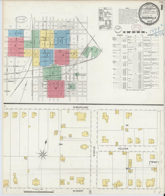 Sanborn Fire Insurance Map from Greenville, Hunt County, Texas (1898), Sheet #0001 - Historic Sanborn Fire Insurance Map Print, vintage old map wall art, antique decor, genealogy gift, Texas Texas map