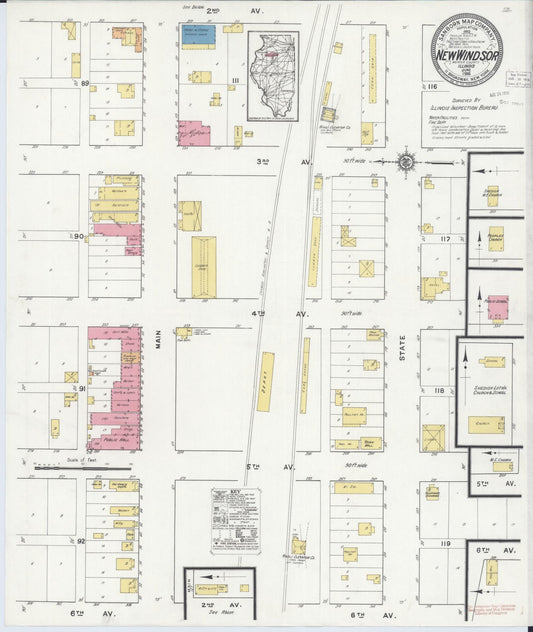 Sanborn Fire Insurance Map from New Windsor, Mercer County, Illinois (1916), Sheet #0001 - Historic Sanborn Fire Insurance Map Print, vintage old map wall art, antique decor, genealogy gift, Illinois Illinois map