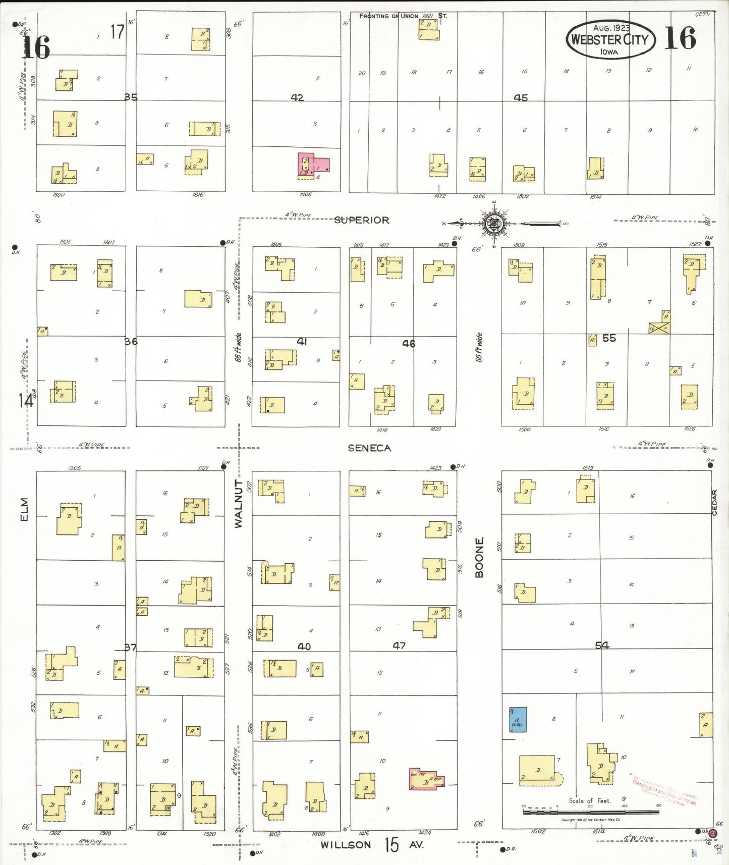 Sanborn Fire Insurance Map from Webster City, Hamilton County, Iowa (1923), Sheet #0016 - Historic Sanborn Fire Insurance Map Print