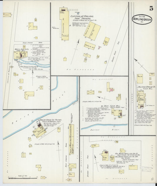Sanborn Fire Insurance Map from Bowling Green, Warren County, Kentucky (1891), Sheet #0005 - Historic Sanborn Fire Insurance Map Print, vintage old map wall art, antique decor, genealogy gift, Kentucky Kentucky map