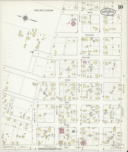 Sanborn Fire Insurance Map from Sweetwater, Nolan County, Texas (1914), Sheet #0010 - Historic Sanborn Fire Insurance Map Print, vintage old map wall art, antique decor, genealogy gift, Texas Texas map