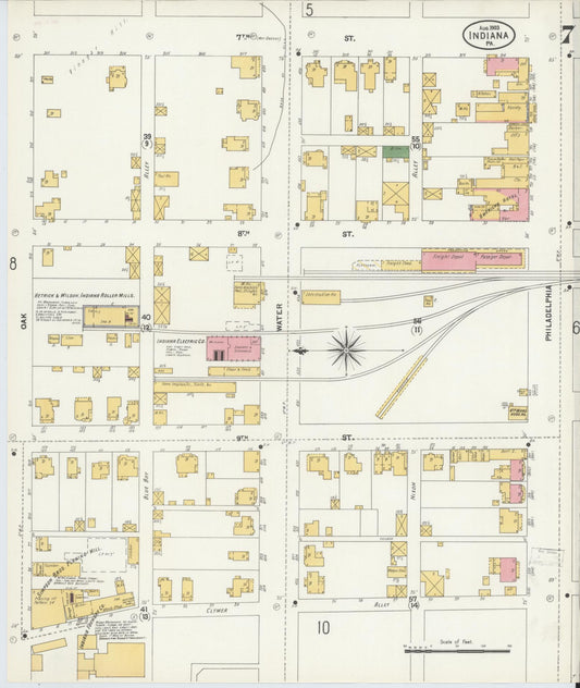 Sanborn Fire Insurance Map from Indiana, Indiana County, Pennsylvania (1903), Sheet #0007 - Historic Sanborn Fire Insurance Map Print, vintage old map wall art, antique decor, genealogy gift, Pennsylvania Pennsylvania map