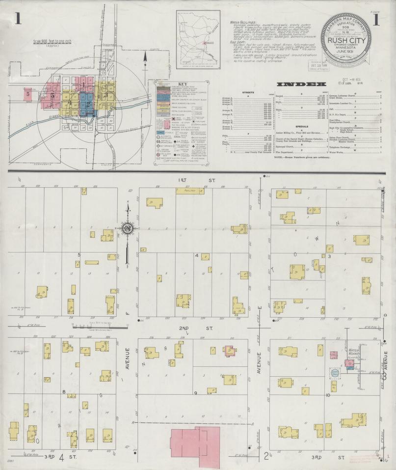 Sanborn Fire Insurance Map from Rush City, Chisago County, Minnesota. (1931) – Map View