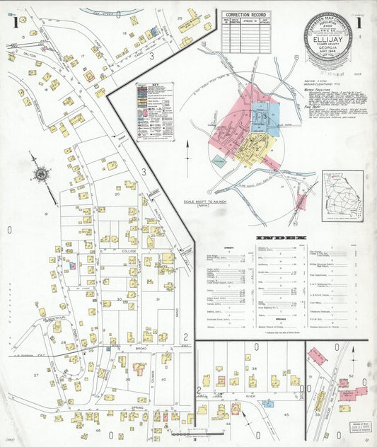 Sanborn Fire Insurance Map from Ellijay, Gilmer County, Georgia (1948), Sheet #0001 - Complete Map Set gallery image, historic Sanborn map, vintage wall art, Georgia Georgia