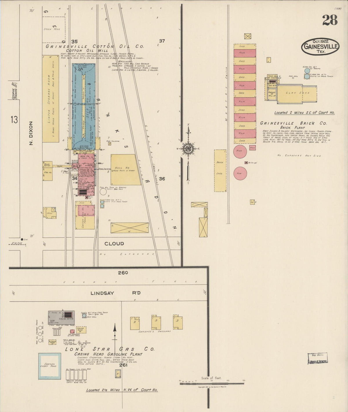 Sanborn Fire Insurance Map from Gainesville, Cooke County, Texas (1922), Sheet #0028 - Complete Map Set gallery image, historic Sanborn map, vintage wall art, Texas Texas