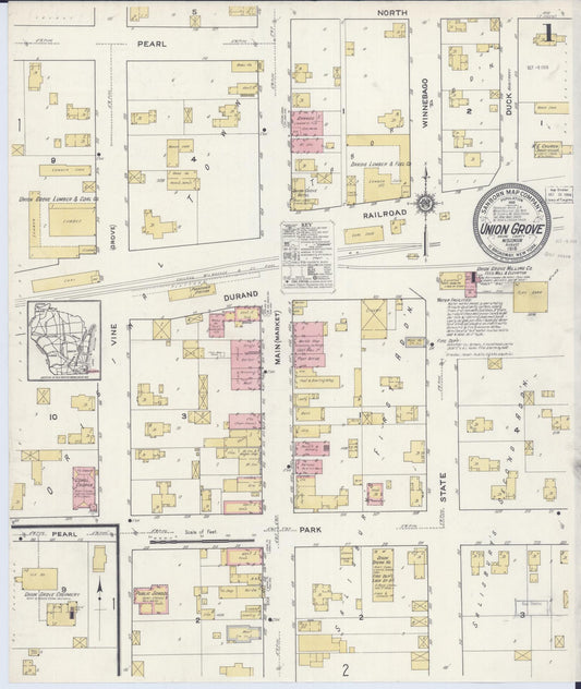 Sanborn Fire Insurance Map from Union Grove, Racine County, Wisconsin (1916), Sheet #0001 - Complete Map Set gallery image, historic Sanborn map, vintage wall art, Wisconsin Wisconsin