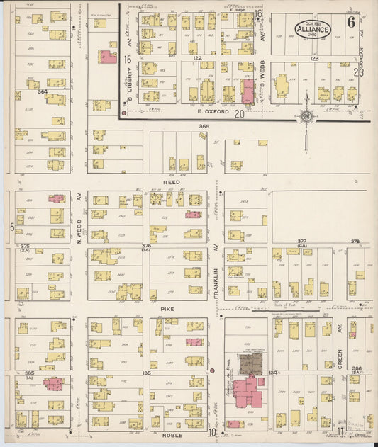 Sanborn Fire Insurance Map from Alliance, Stark County, Ohio (1921), Sheet #0006 - Historic Sanborn Fire Insurance Map Print, vintage old map wall art, antique decor, genealogy gift, Ohio Ohio map