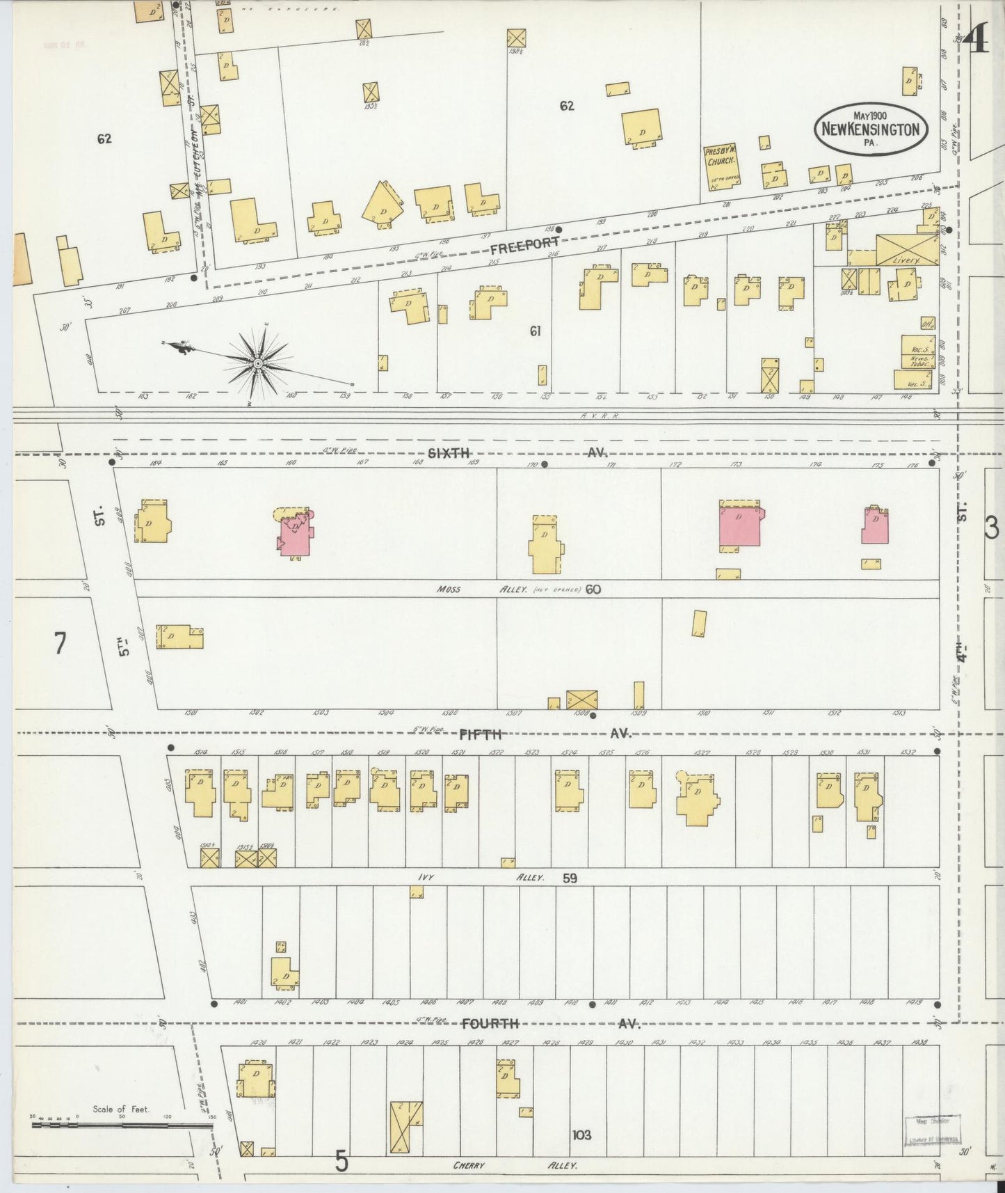Sanborn Fire Insurance Map from New Kensington, Westmoreland County, Pennsylvania (1900), Sheet #0004 - Complete Map Set gallery image, historic Sanborn map, vintage wall art, Pennsylvania Pennsylvania