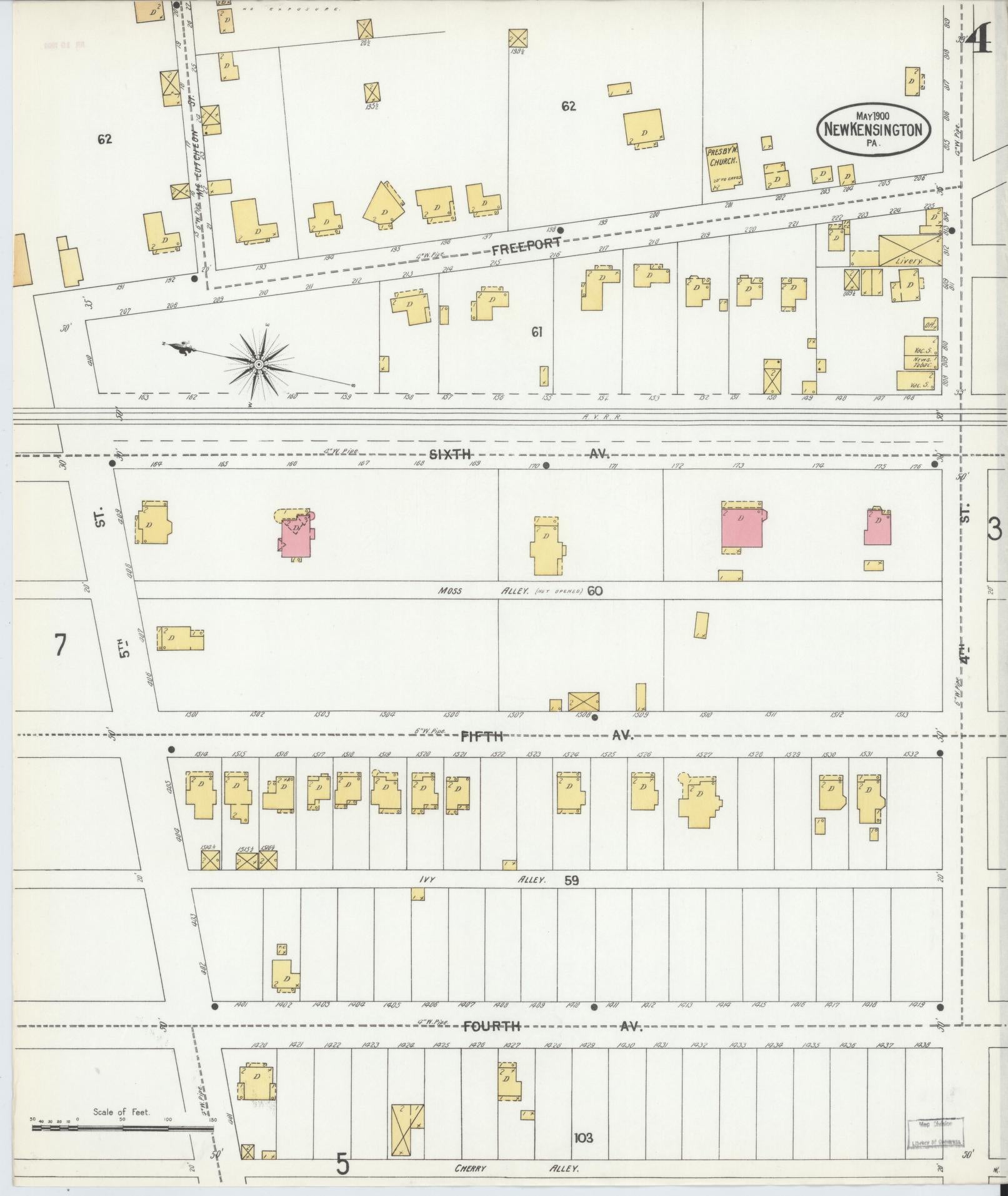 Sanborn Fire Insurance Map from New Kensington, Westmoreland County, Pennsylvania (1900), Sheet #0004 - Complete Map Set gallery image, historic Sanborn map, vintage wall art, Pennsylvania Pennsylvania