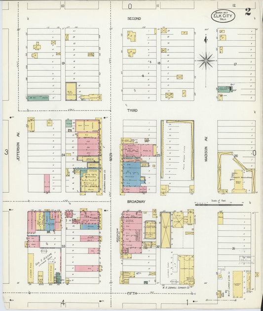 Sanborn Fire Insurance Map from Elk City, Beckham County, Oklahoma (1907), Sheet #0002 - Historic Sanborn Fire Insurance Map Print, vintage old map wall art, antique decor, genealogy gift, Oklahoma Oklahoma map