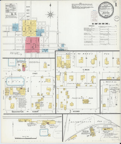 Sanborn Fire Insurance Map from Benton, Franklin County, Illinois (1900), Sheet #0001 - Complete Map Set gallery image, historic Sanborn map, vintage wall art, Illinois Illinois