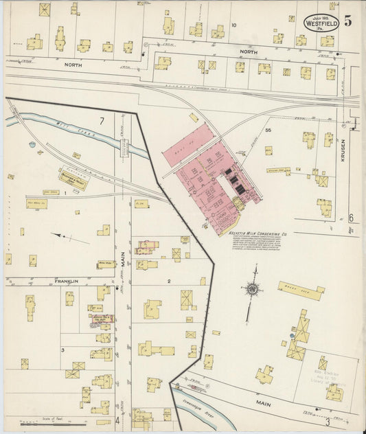 Sanborn Fire Insurance Map from Westfield, Tioga County, Pennsylvania (1915), Sheet #0005 - Historic Sanborn Fire Insurance Map Print, vintage old map wall art, antique decor, genealogy gift, Pennsylvania Pennsylvania map