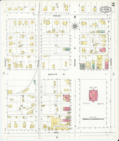 Sanborn Fire Insurance Map from Olathe, Johnson County, Kansas (1901), Sheet #0002 - Complete Map Set gallery image, historic Sanborn map, vintage wall art, Kansas Kansas
