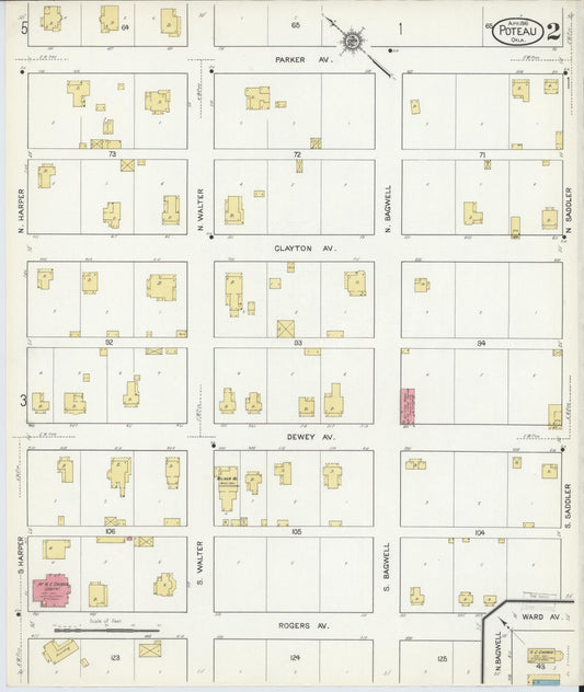 Sanborn Fire Insurance Map from Poteau, Le Flore County, Oklahoma (1916), Sheet #0002 - Historic Sanborn Fire Insurance Map Print, vintage old map wall art, antique decor, genealogy gift, Oklahoma Oklahoma map