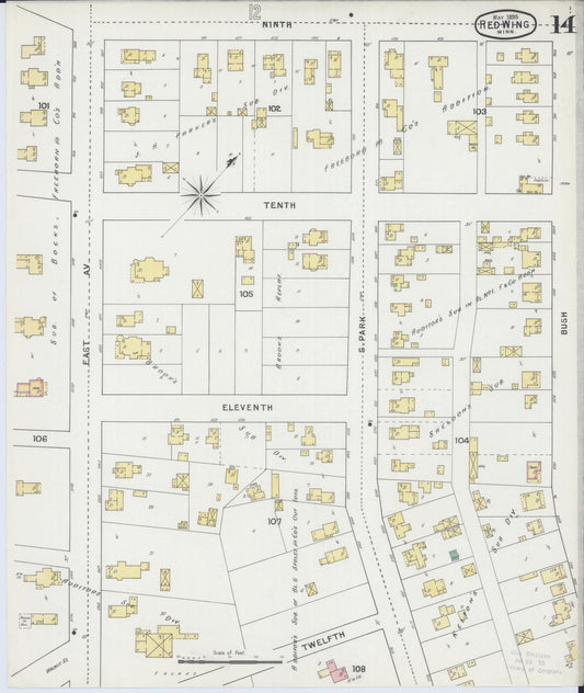 Sanborn Fire Insurance Map from Red Wing, Goodhue County, Minnesota (1895), Sheet #0014 - Historic Sanborn Fire Insurance Map Print, vintage old map wall art, antique decor, genealogy gift, Minnesota Minnesota map