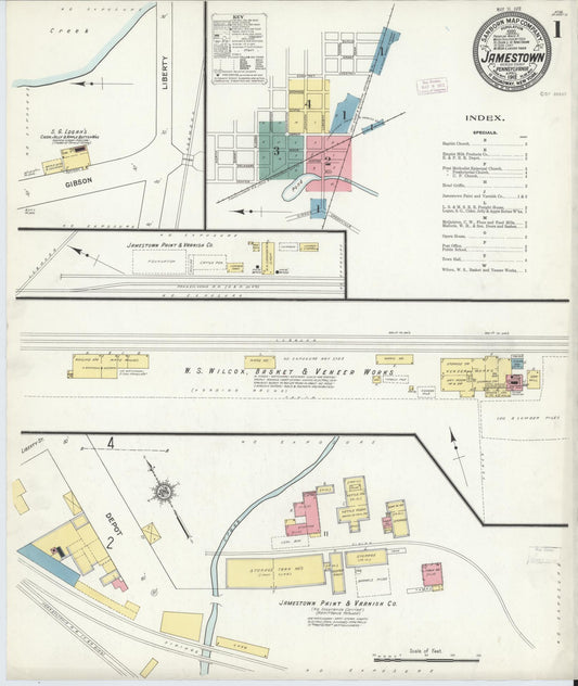 Sanborn Fire Insurance Map from Jamestown, Mercer County, Pennsylvania (1912), Sheet #0001 - Historic Sanborn Fire Insurance Map Print, vintage old map wall art, antique decor, genealogy gift, Pennsylvania Pennsylvania map
