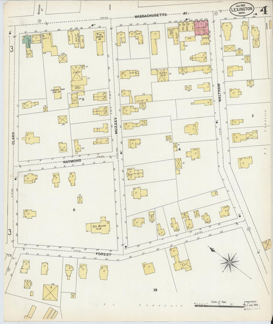 Sanborn Fire Insurance Map from Lexington, Middlesex County, Massachusetts (1903), Sheet #0004 - Historic Sanborn Fire Insurance Map Print, vintage old map wall art, antique decor, genealogy gift, Massachusetts Massachusetts map