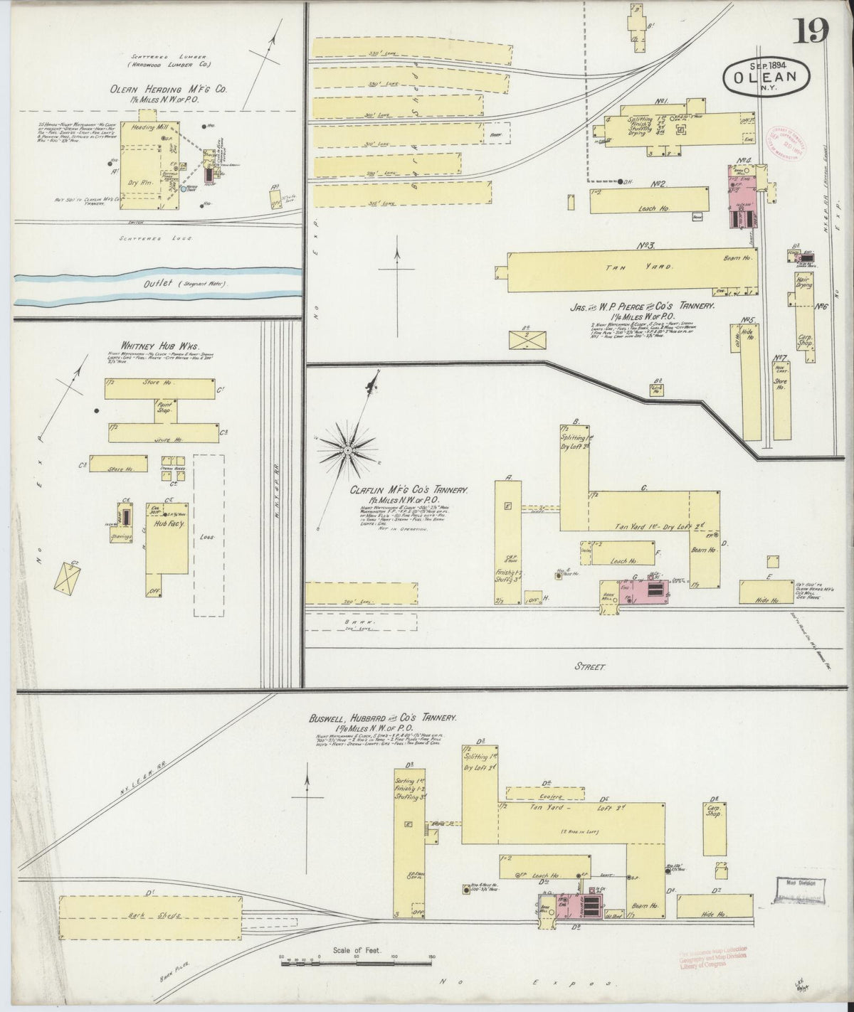 Sanborn Fire Insurance Map from Olean, Cattaraugus County, New York (1894), Sheet #0019 - Complete Map Set gallery image, historic Sanborn map, vintage wall art, New York New York