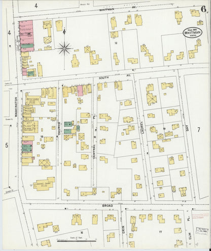 Sanborn Fire Insurance Map from Whitman, Plymouth County, Massachusetts (1905), Sheet #0006 - Complete Map Set gallery image, historic Sanborn map, vintage wall art, Massachusetts Massachusetts