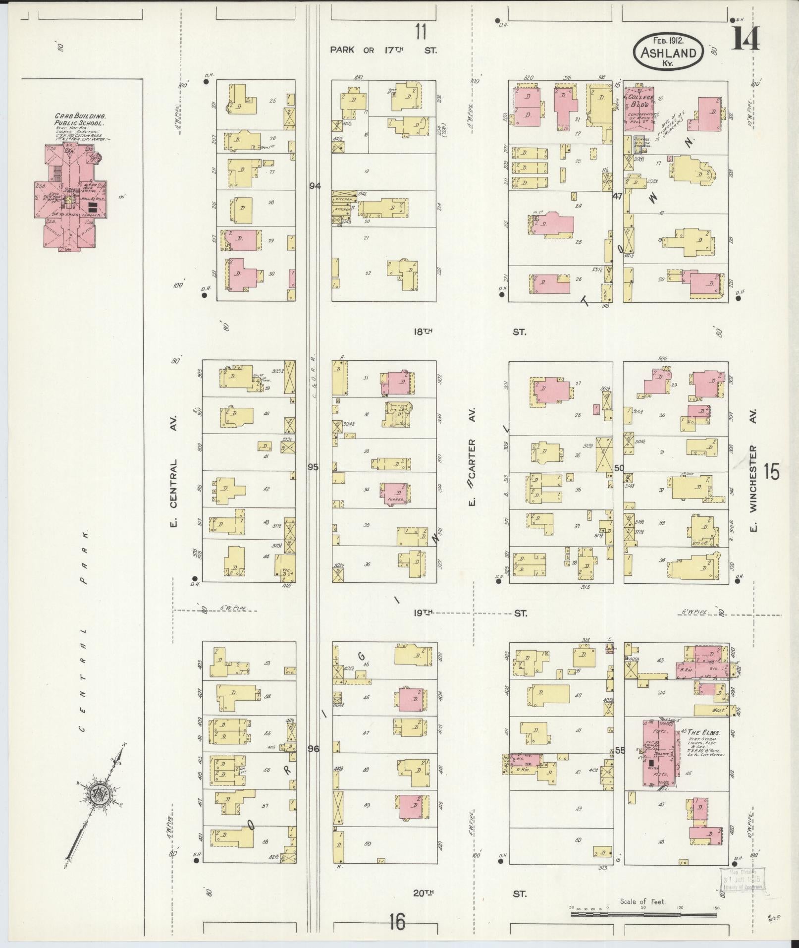 Sanborn Fire Insurance Map from Ashland, Boyd County, Kentucky (1912), Sheet #0014 - Complete Map Set gallery image, historic Sanborn map, vintage wall art, Kentucky Kentucky
