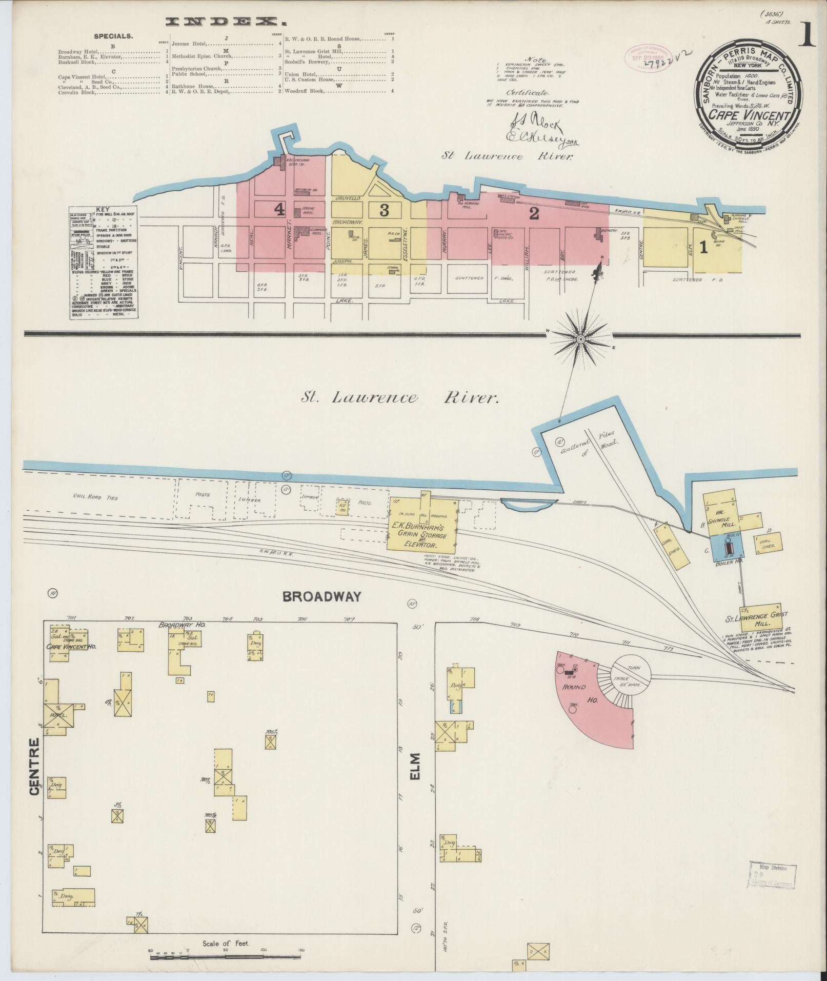 Sanborn Fire Insurance Map from Cape Vincent, Jefferson County, New York. (1890) – Historic Sanborn Fire Insurance Map Print