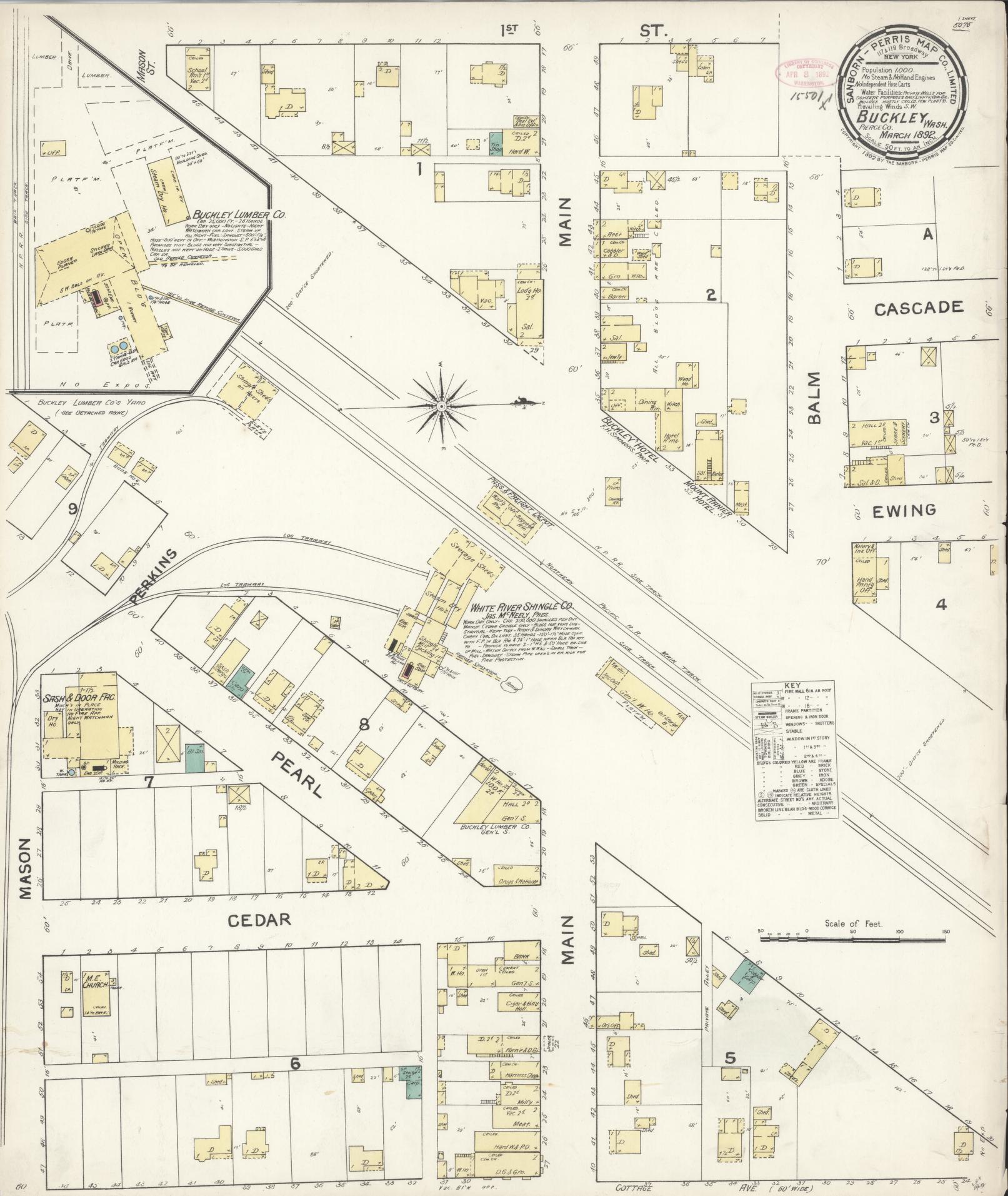 Sanborn Fire Insurance Map from Buckley, Pierce County, Washington. (1892) – Historic Sanborn Fire Insurance Map Print