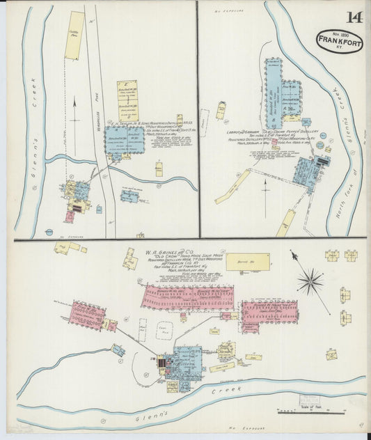Sanborn Fire Insurance Map from Frankfort, Franklin County, Kentucky (1890), Sheet #0014 - Historic Sanborn Fire Insurance Map Print, vintage old map wall art, antique decor, genealogy gift, Kentucky Kentucky map